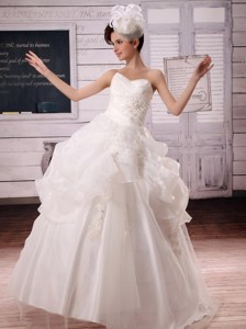 Appliques And Pick-ups Ball Gown Wedding Dress For Custom Made