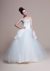 Perfect A Line Straps Beading Wedding Dress With Bowknot