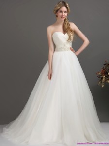 Classical Sweetheart Wedding Dress With Beading And Ruching
