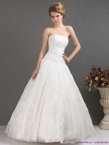 Wonderful Strapless Wedding Dress With Floor-length