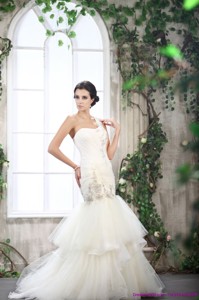 Luxurious One Shoulder Wedding Dress With Beading And Ruching