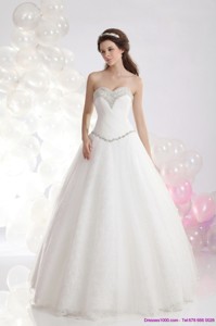 Fashionable Sweetheart A Line Wedding Dress With Beadings