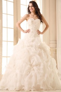 Sweetheart Appliques with Beading Wedding Dress with Organza 