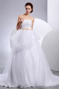 Custom Made Pretty Strapless Wedding Gowns With Appliques and Sash In Wedding Party 