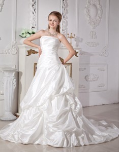 Brand New Strapless Court Train Taffeta Ruch Wedding Dress
