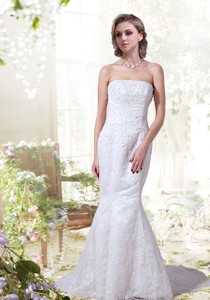 Mermaid Beading Lace Wedding Dress With Strapless