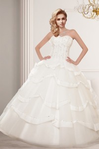 Elegant A Line Beading Wedding Dress With Sweetheart