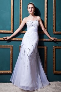 Pretty Column Sweetheart Floor-lengthTulle Beading Wedding Dress 