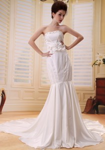 Customize Mermaid Appliqes And Sash Wedding Dress Strapless In