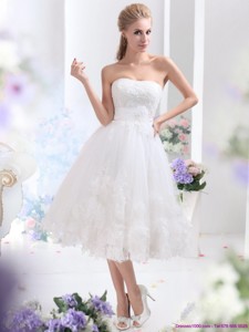 Discount White Strapless Ruffled Bridal Gowns with Sequins 