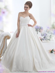 Modest Sweetheart Wedding Dress With Lace And Sashes