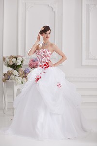 Ball Gown Sweetheart Appliques And Pick Ups Quinceanera Dress In White