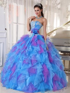 Sweetheart Appliques and Ruffles Organza Quinceanera Dress