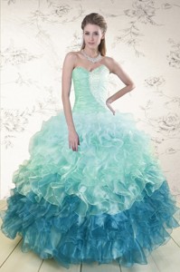 Prefect Multi Color Quinceanera Dress With Beading And Ruffles