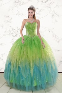 New Style Beading And Ruffles Quinceanera Dress In Multi-color