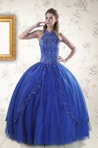Luxurious Royal Blue Sweet 15 Dress With Appliques And Beading