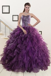 New Style Purple Quinceanera Dress With Beading And Ruffles