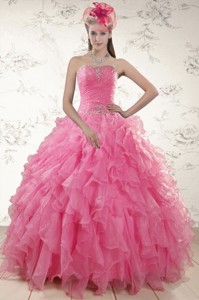 Ball Gown Organza Quinceanera Dress With Beading And Ruffles