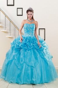Fashionable Sweetheart Beading Quinceanera Dress In Aqua Blue