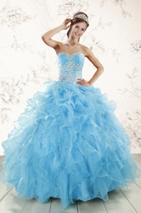 Aqua Blue Ball Gown Sweetheart Beading Sweet 16 Dress