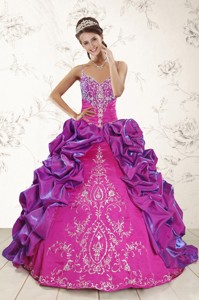 Classic Ball Gown Embroidery Court Train Quinceanera Dress In Purple