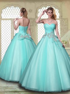 New Style Beading Sweetheart Quinceanera Dress In Aqua Blue