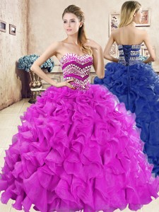 Wonderful Big Puffy Quinceanera Dress with Beading and Ruffles