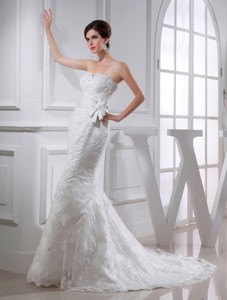 Sexy Mermeid Sweetheart Court Train Lace Wedding Dress with Appliques 