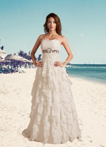Pretty Sweetheart A Line Wedding Gowns With Brush Train