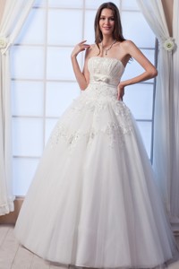 Best Strapless Floor-lengthtulle Beading Wedding Dress