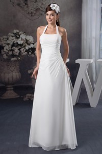 Beaded and Ruched Bridal Gowns of Halter and Floor-length in Vogue 