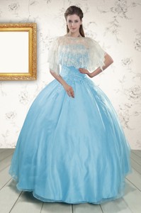 Discount Baby Blue Strapless Quinceanera Dress With Beading