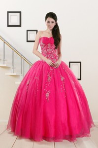 Pretty Sweetheart Hot Pink Quinceanera Dress With Beading