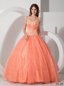 Beautiful Sweetheart Satin and Organza Appliques with Beading Quinceanera Dress
