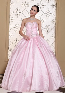 Sweet Baby Pink Quinceanera Dress In California Sweetheart Beaded Decorate Bust