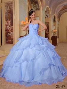 Lilac Ball Gown Sweetheart Floor-length Organza Beading Quinceanera Dress