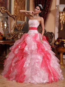 Multi-colored Ball Gown Sweetheart Floor-length Organza Beading and Ruch Quinceanera Dress