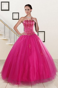 Perfect Fuchsia Quinceanera Dress With Beading And Appliques