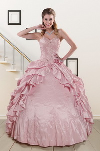 Sweet Spaghetti Straps Quinceanera Dress In Pink
