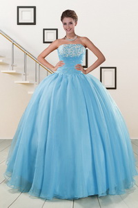 Cheap Strapless Quinceanera Dress With Appliques