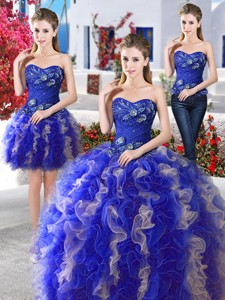Hot Sale Really Puffy Organza Detachable Sweet 16 Dress With Appliques And Ruffles