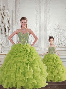 New Style Beading And Ruffles Princesita Dress In Yellow Green