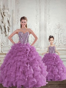 Most Popular Beading and Ruffles Princesita Dress in Light Purple 
