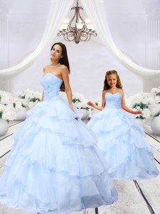 Luxurious Light Blue Princesita Dress With Beading And Ruching
