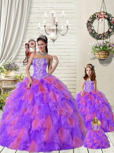 Beautiful Ruffles And Beading Princesita Dress In Purple And Red