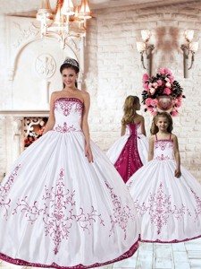 Trendy Fuchsia Embroidery White Princesita Dress