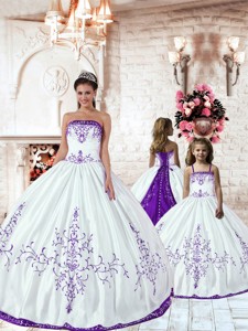 Customize Purple Embroidery White Princesita Dress