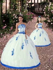 Top Seller White And Blue Princesita Dress With Appliques