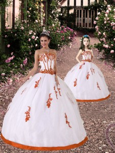 Trendy Appliques Princesita Dress In White And Orange Red