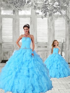 Luxurious Beading And Ruching Princesita Dress In Aqua Blue